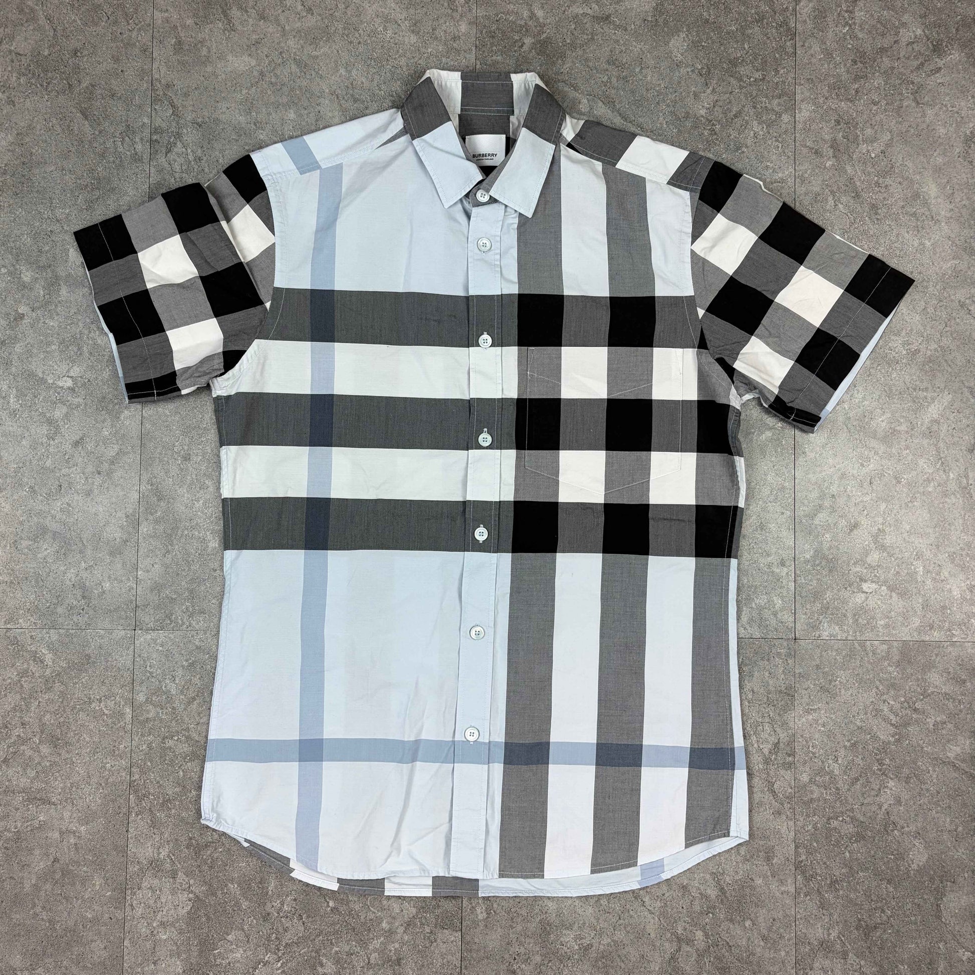 Burberry Check Cotton Shirt Blue