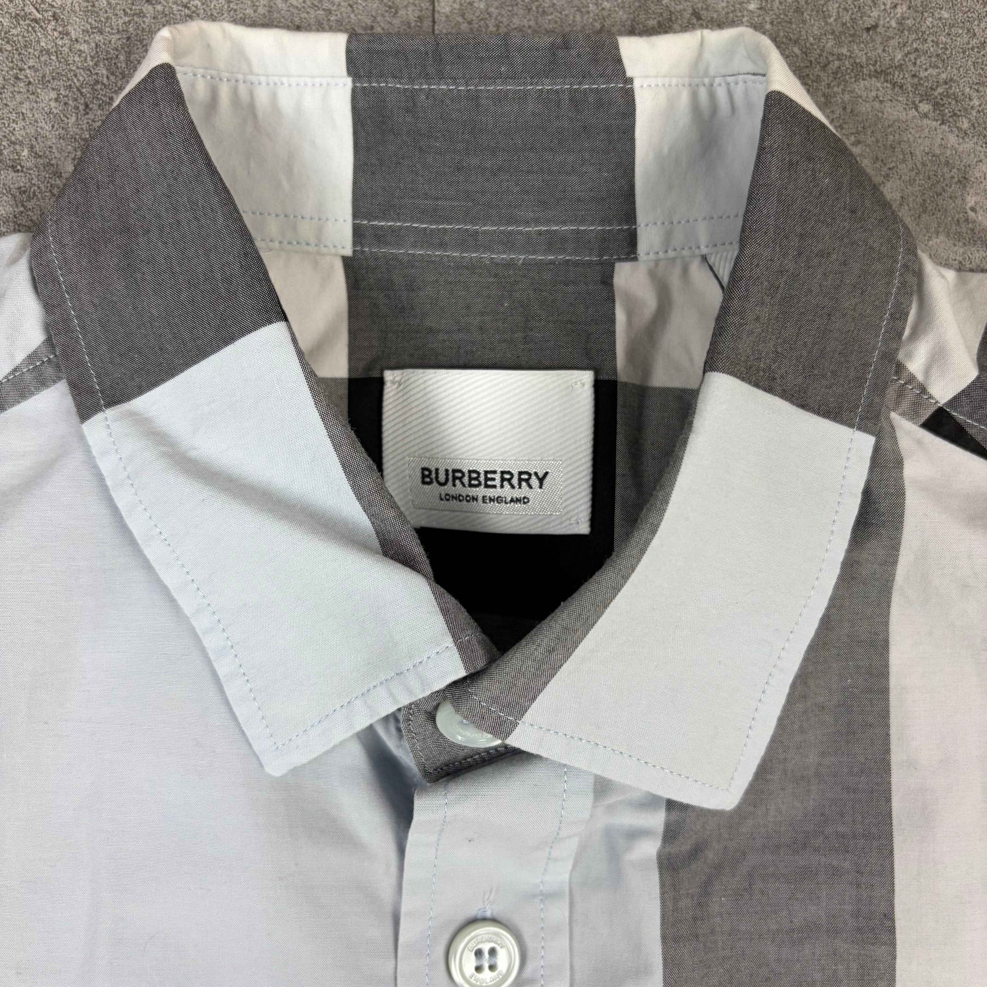 Burberry Check Cotton Shirt Blue