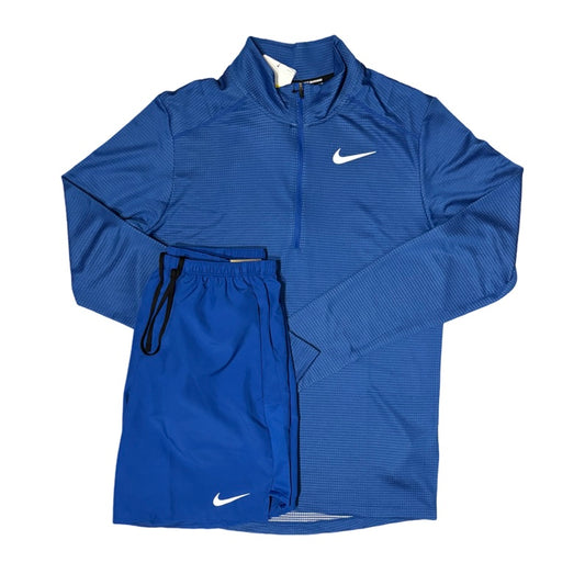 Nike 1/4 Zip Short Set Royal Blue